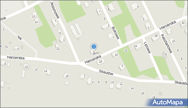 Miasteczko Śląskie, Harcerska, 25, mapa Miasteczko Śląskie