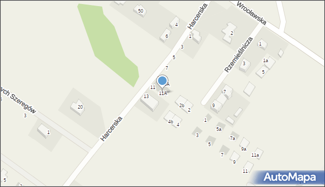 Miłoszyce, Harcerska, 11A, mapa Miłoszyce