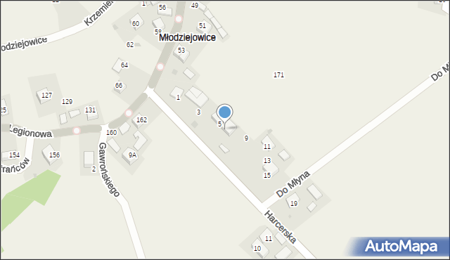 Młodziejowice, Harcerska, 7, mapa Młodziejowice