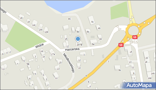 Mrągowo, Harcerska, 10, mapa Mrągowo