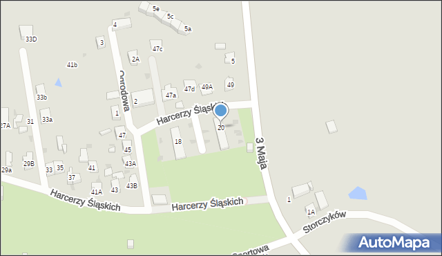 Mysłowice, Harcerzy Śląskich, 20, mapa Mysłowice