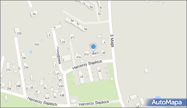 Mysłowice, Harcerzy Śląskich, 49A, mapa Mysłowice