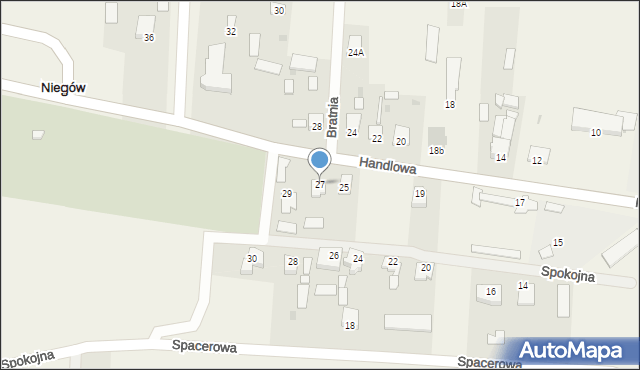 Niegów, Handlowa, 27, mapa Niegów