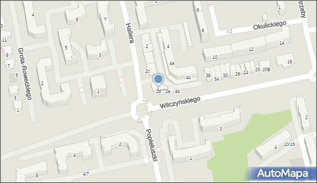 Olsztyn, Hallera Józefa, gen., 2d, mapa Olsztyna