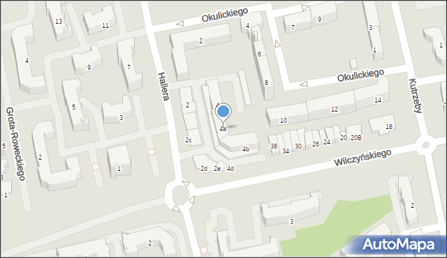 Olsztyn, Hallera Józefa, gen., 4a, mapa Olsztyna