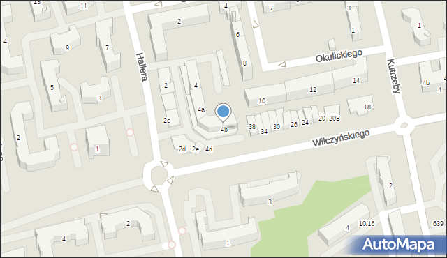 Olsztyn, Hallera Józefa, gen., 4b, mapa Olsztyna