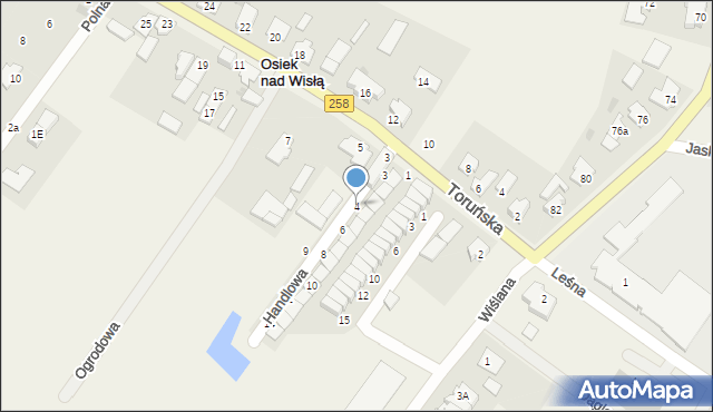 Osiek nad Wisłą, Handlowa, 4, mapa Osiek nad Wisłą