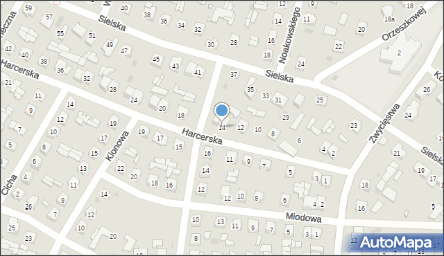 Ostrów Mazowiecka, Harcerska, 14, mapa Ostrów Mazowiecka