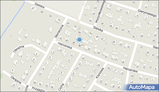 Ostrów Mazowiecka, Harcerska, 36, mapa Ostrów Mazowiecka