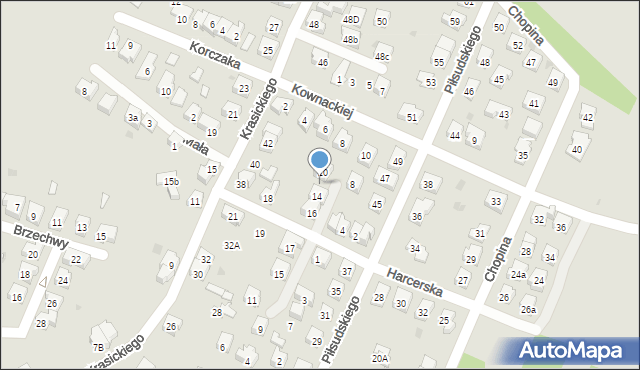 Oświęcim, Harcerska, 12, mapa Oświęcimia