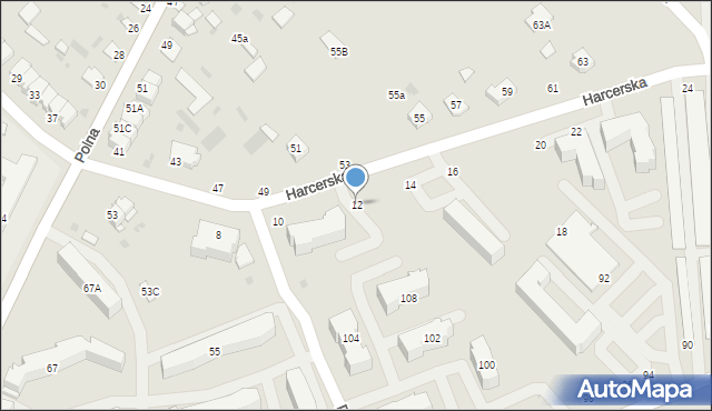 Parczew, Harcerska, 12, mapa Parczew