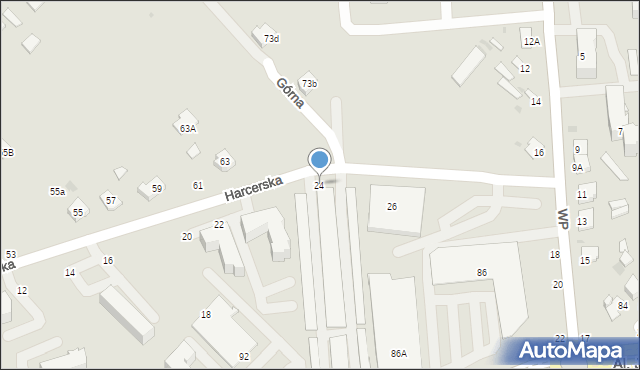 Parczew, Harcerska, 24, mapa Parczew