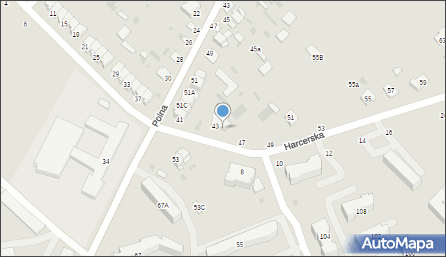 Parczew, Harcerska, 45, mapa Parczew