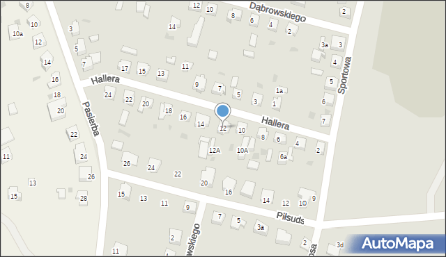 Pelplin, Hallera Józefa, gen., 12, mapa Pelplin