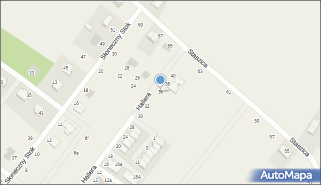 Pępowo, Hallera Józefa, gen., 36, mapa Pępowo