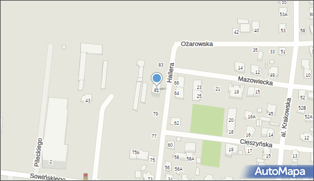Piastów, Hallera Józefa, gen., 81, mapa Piastów