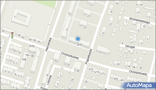 Piastów, Harcerska, 14, mapa Piastów