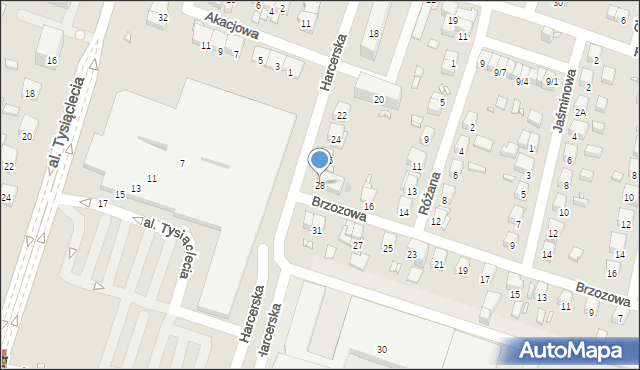 Piastów, Harcerska, 28, mapa Piastów