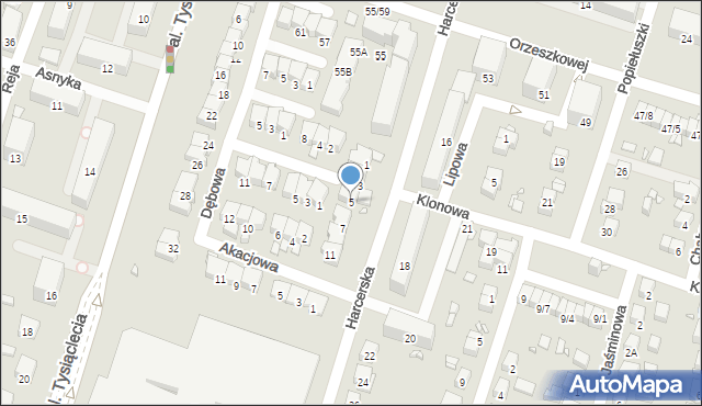 Piastów, Harcerska, 5, mapa Piastów