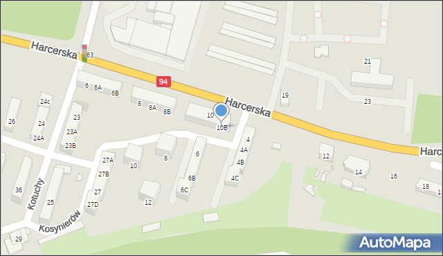 Piekary Śląskie, Harcerska, 10B, mapa Piekary Śląskie