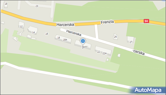 Piekary Śląskie, Harcerska, 20, mapa Piekary Śląskie