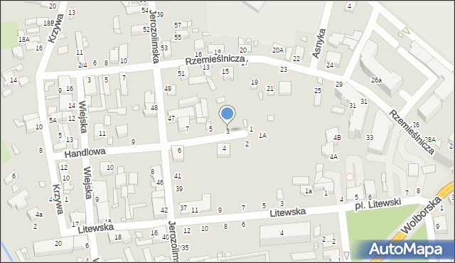 Piotrków Trybunalski, Handlowa, 3, mapa Piotrków Trybunalski
