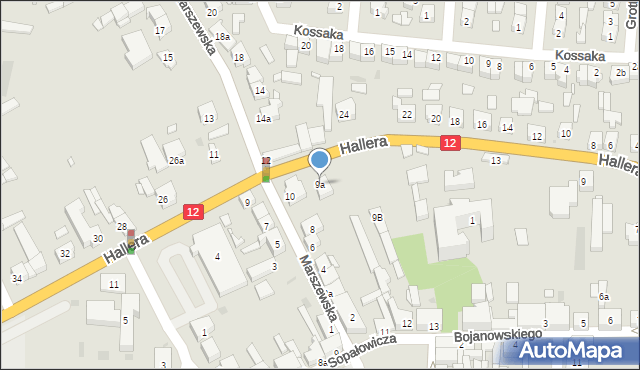 Pleszew, Hallera Józefa, gen., 9a, mapa Pleszew