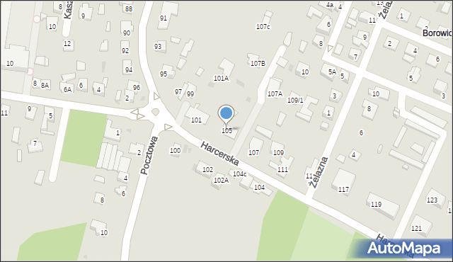 Płock, Harcerska, 105, mapa Płock