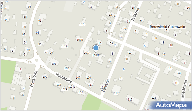 Płock, Harcerska, 109/1, mapa Płock