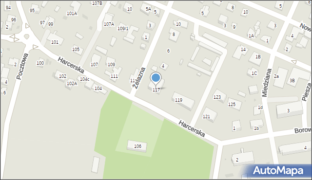 Płock, Harcerska, 117, mapa Płock