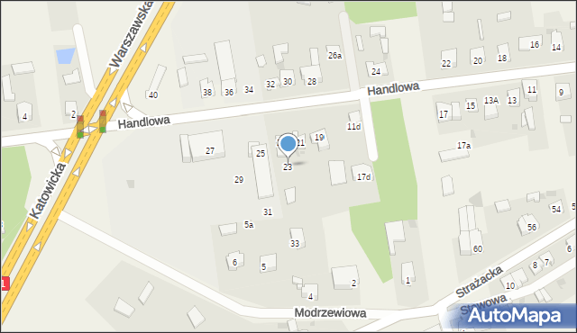 Poczesna, Handlowa, 23, mapa Poczesna