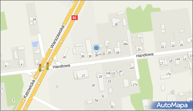 Poczesna, Handlowa, 34, mapa Poczesna