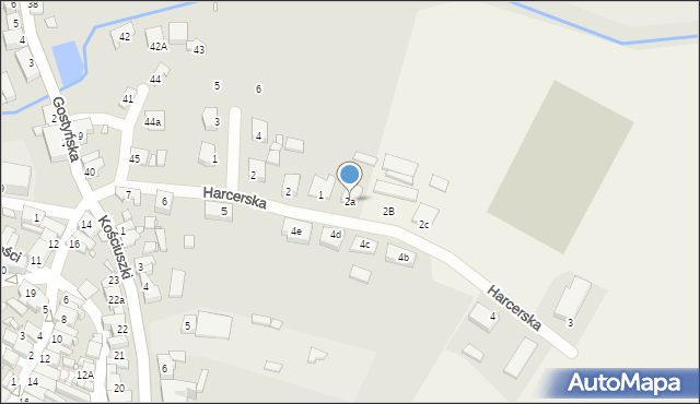 Poniec, Harcerska, 2a, mapa Poniec