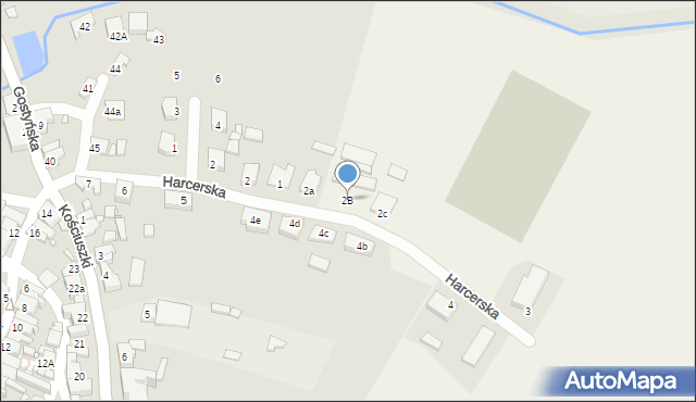 Poniec, Harcerska, 2B, mapa Poniec