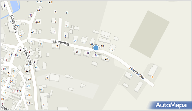 Poniec, Harcerska, 4c, mapa Poniec