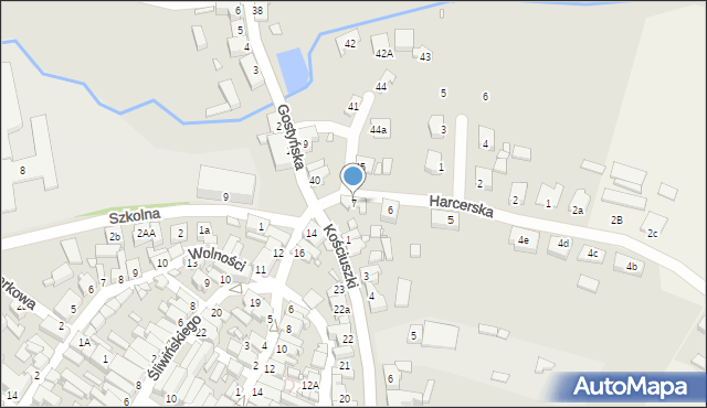 Poniec, Harcerska, 7, mapa Poniec