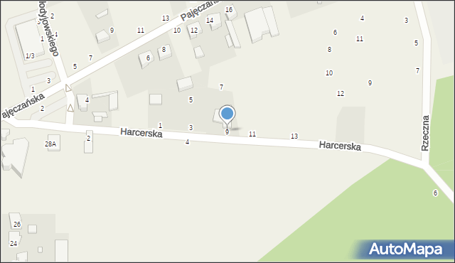 Popów, Harcerska, 9, mapa Popów