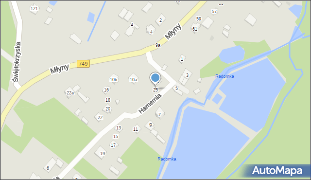 Przysucha, Hamernia, 25, mapa Przysucha