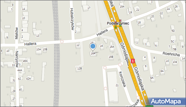 Pszczyna, Hallera Józefa, gen., 14A, mapa Pszczyny