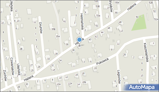 Pszczyna, Hallera Józefa, gen., 38, mapa Pszczyny