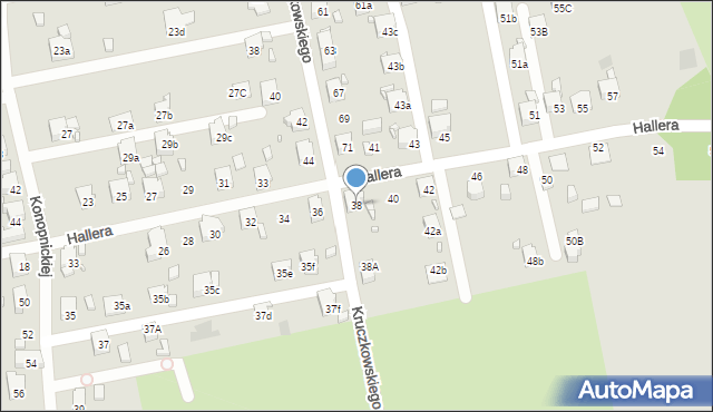 Pszów, Hallera Józefa, gen., 38, mapa Pszów