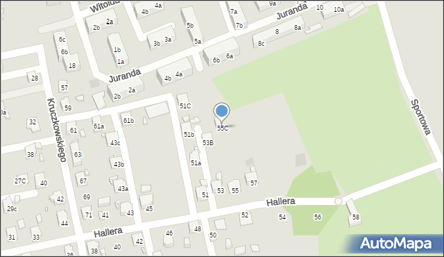 Pszów, Hallera Józefa, gen., 55C, mapa Pszów