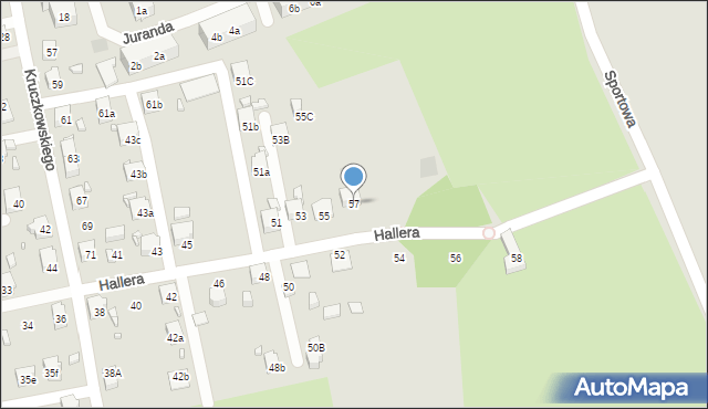 Pszów, Hallera Józefa, gen., 57, mapa Pszów