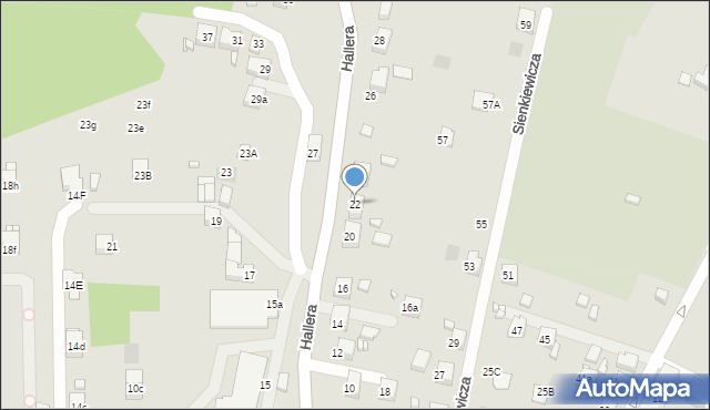 Radlin, Hallera Józefa, gen., 22, mapa Radlin