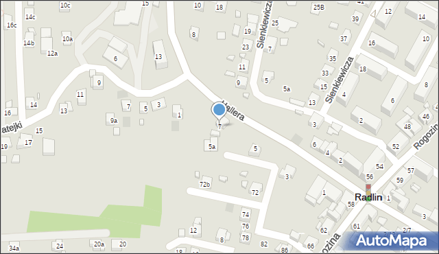 Radlin, Hallera Józefa, gen., 7, mapa Radlin