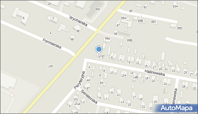 Radom, Halinowska, 1, mapa Radomia