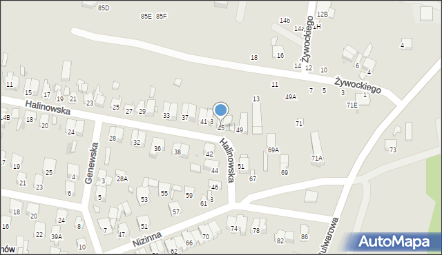 Radom, Halinowska, 45, mapa Radomia