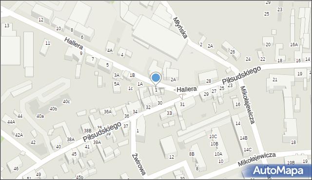 Rawicz, Hallera Józefa, gen., 1, mapa Rawicz