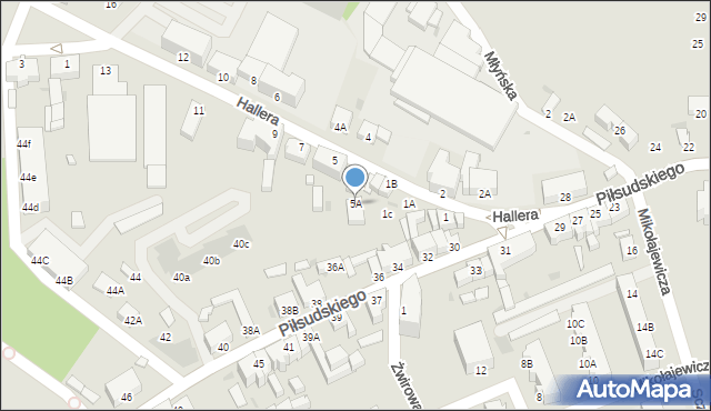 Rawicz, Hallera Józefa, gen., 5A, mapa Rawicz