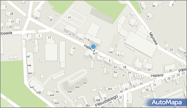 Rawicz, Hallera Józefa, gen., 9, mapa Rawicz